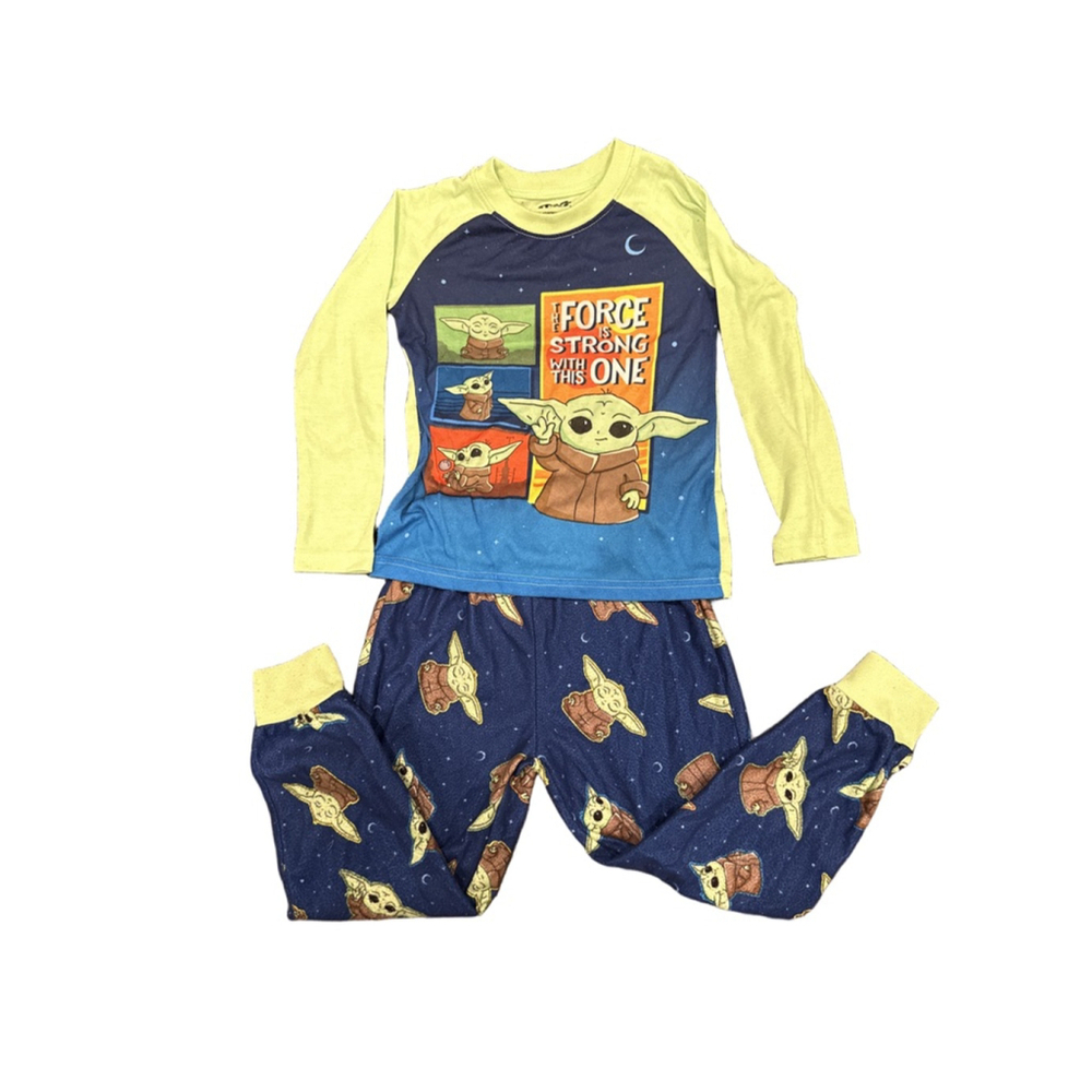 Boys Star Wars Pajama Set Size 4 Blue Green Baby Yoda